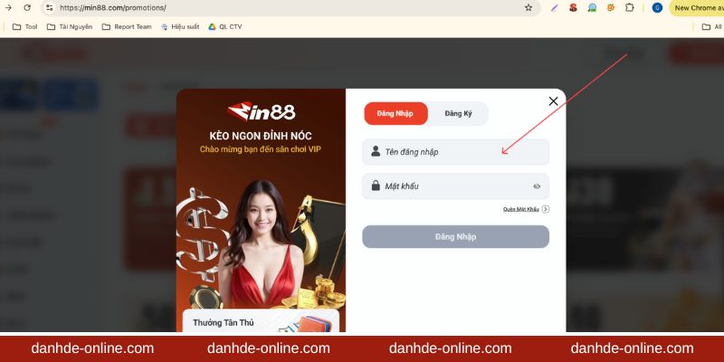 Đăng nhập và kích hoạt khuyến mãi