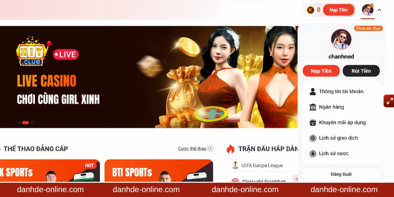 Chọn rút tiền trên trang chủ nhà cái lô đề