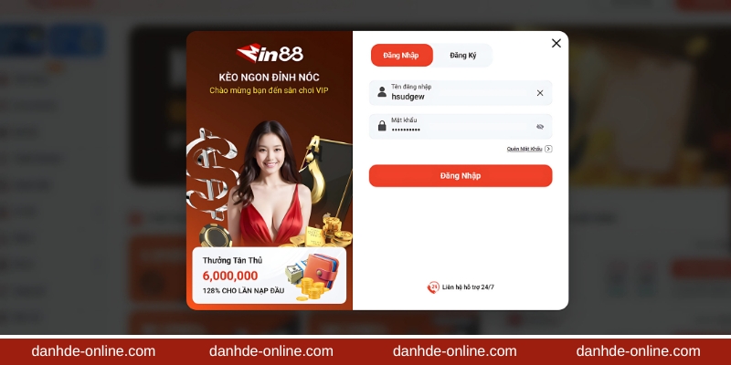 Điền thông tin đăng nhập đánh lô đề