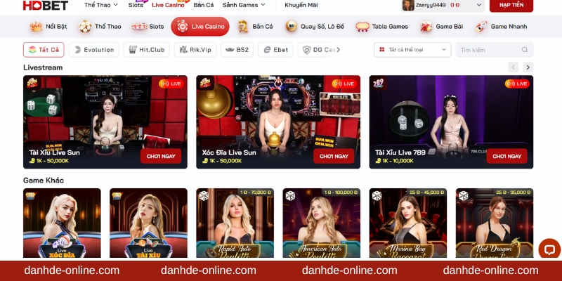 Casino online với sảnh cược hiện đại