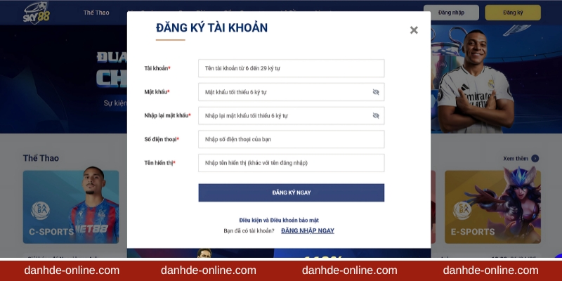 6 bước tạo tài khoản đánh đề online cùng Sky 88