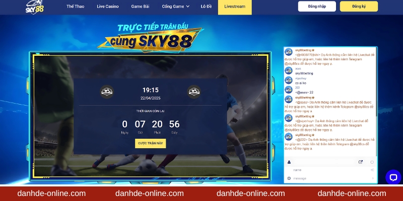 Trang chủ Sky 88 với màu xanh dương nhẹ nhàng